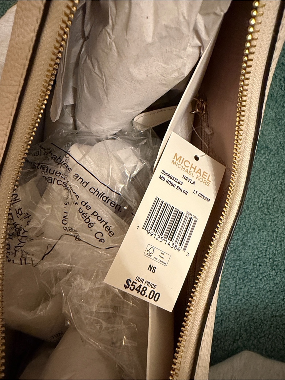 Michael Kors Ivory Nayla Hobo Shoulder Bag - Picture 3 of 5